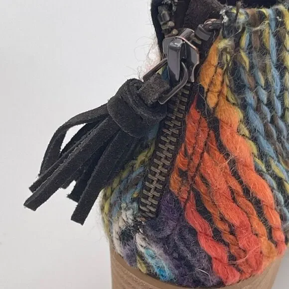 TOMS Ankle Boots Women's 6 Chocolate Brown Leila Suede Shoes Striped Tassel EUC‎ - Picture 5 of 16